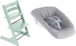 Stokke Tripp Trapp® Hochstuhl, Classic Collection, Soft Mint Inkl. Tripp Trapp® Newborn Set™ Schale, Grey