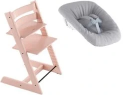 Stokke Tripp Trapp® Hochstuhl, Classic Collection, Serene Pink Inkl. Tripp Trapp® Newborn Set™ Schale, Grey