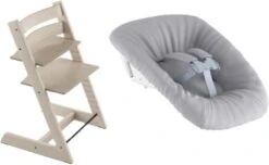 Stokke Tripp Trapp® Hochstuhl, Classic Collection, Whitewash Inkl. Tripp Trapp® Newborn Set™ Schale, Grey