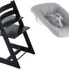 Stokke Tripp Trapp® Hochstuhl, Classic Collection, Black Inkl. Tripp Trapp® Newborn Set™ Schale, Grey