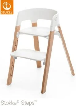 Stokke Steps™ Hochstuhl, Sitz White Inkl. Beine Buchenholz, Natural