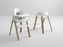 Stokke Steps™ Hochstuhl, Sitz White Inkl. Beine Buchenholz, Natural -Stokke Verkauf 3568230 05