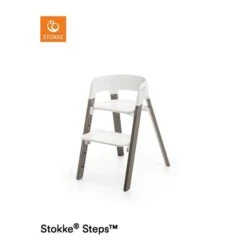 Stokke® Steps™ Hochstuhl Weiß Buchenholz Hazy Grey Mit Vielen Variationsmöglichkeiten