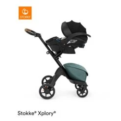 Stokke® Xplory® X Cool Teal -Stokke Verkauf xp x coolteal carseatmodular brownlthr 221025 config2120 rt
